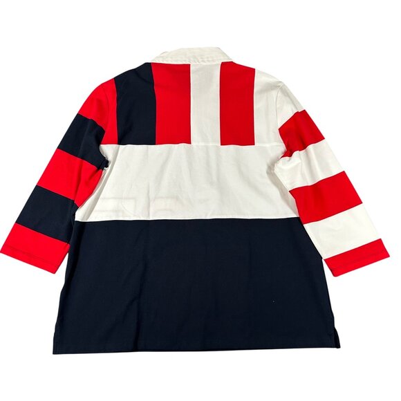 Tommy Hilfiger Womens XL '85 Colorblock Striped 3/4 Sleeve Polo Shirt - Picture 10 of 10